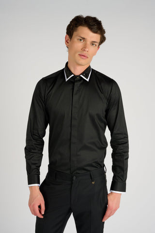 CHEMISE A COL SEQUINS NOIRE - Lords & Fools 