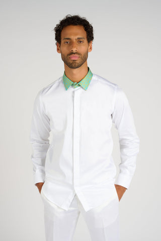 CHEMISE BLANCHE COL AQUA - Lords & Fools 