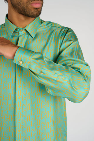 CHEMISE EN SOIE AQUA MONOGRAMME - Lords & Fools 