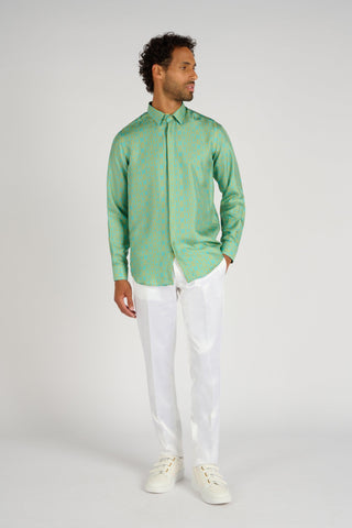 CHEMISE EN SOIE AQUA MONOGRAMME - Lords & Fools 