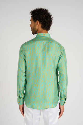 CHEMISE EN SOIE AQUA MONOGRAMME - Lords & Fools 