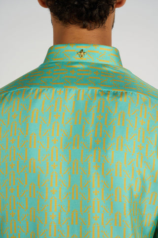 CHEMISE EN SOIE AQUA MONOGRAMME - Lords & Fools 