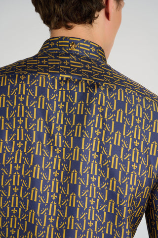 CHEMISE EN SOIE NAVY MONOGRAMME - Lords & Fools 