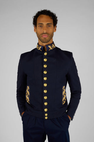 MANTEAU MILITAIRE BRODE COURT - Lords & Fools broderies, dandy, frenchstyle, menfashion, militaire, Mood_Military, paris, parisianstyle, S24, suit, SUMMER 2024, tailoring