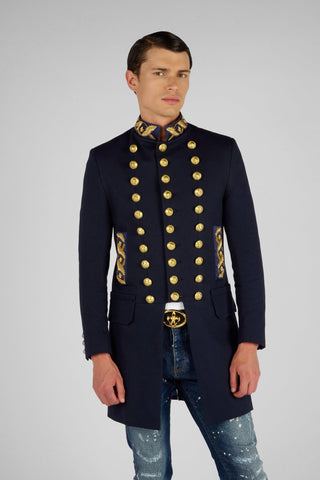 MANTEAU MILITAIRE BRODE LONG - Lords & Fools broderies, dandy, frenchstyle, menfashion, militaire, Mood_Military, paris, parisianstyle, S24, suit, SUMMER 2024, tailoring