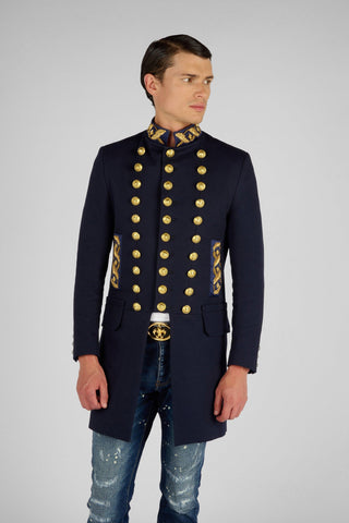 MANTEAU MILITAIRE BRODE LONG - Lords & Fools broderies, dandy, frenchstyle, menfashion, militaire, Mood_Military, paris, parisianstyle, S24, suit, SUMMER 2024, tailoring