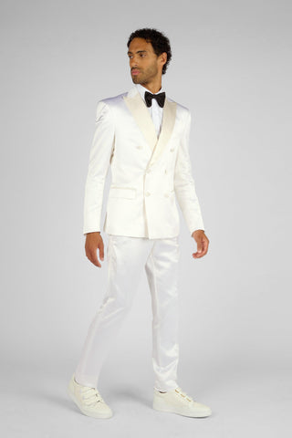 PANTALON TUXEDO SATIN BLANC - Lords & Fools 