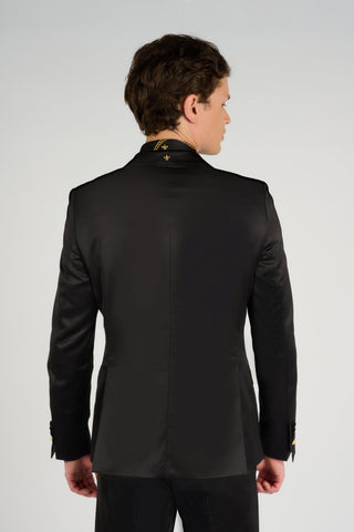 VESTE SATIN NOIR A BANDES OR - Lords & Fools 